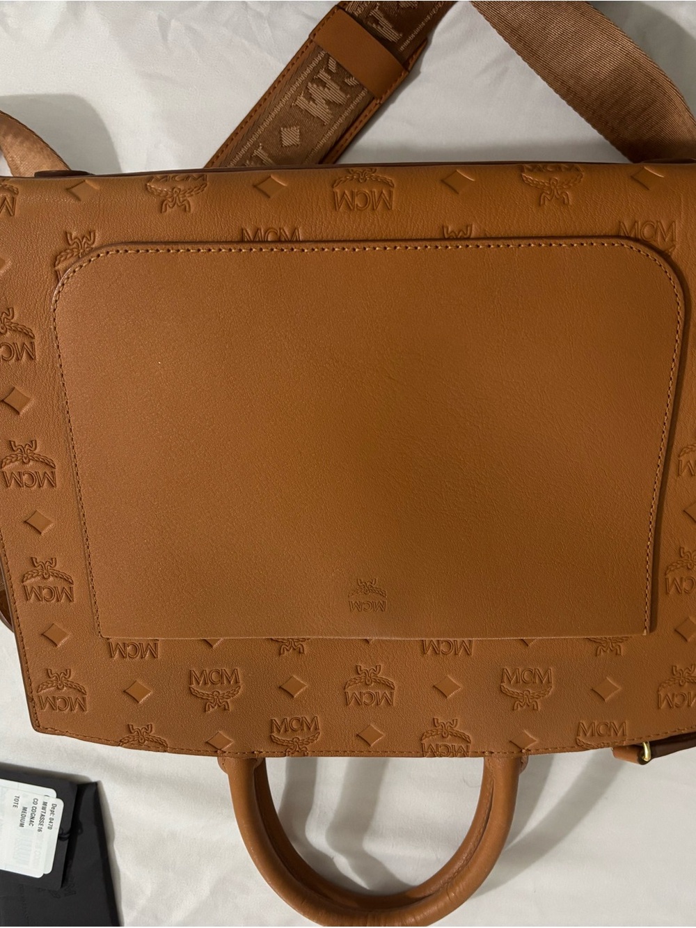 MCM Cognac Visetos Embossed Leather Tote with Wallet - Picture 5 of 12